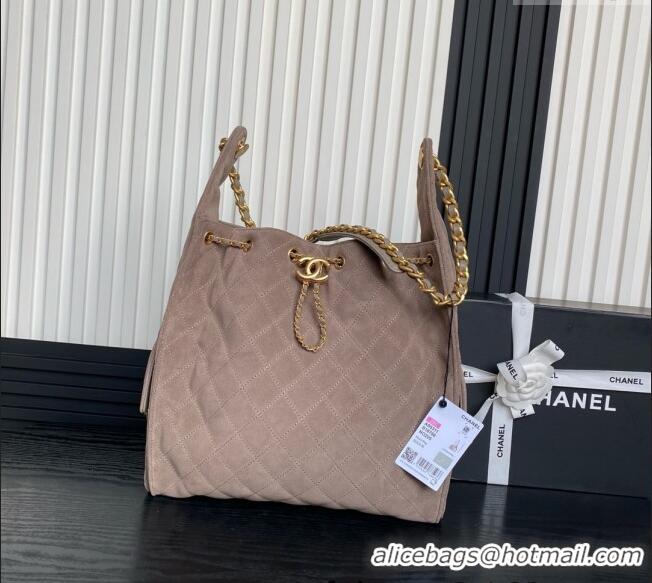 Grade Quality Chanel Quilted Suede Large Hobo bag AS5311 Beige 2025