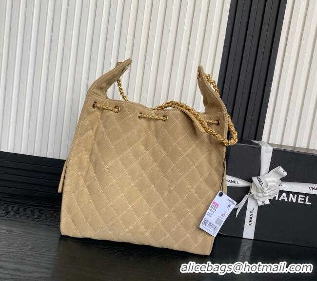 Pretty Style Chanel Quilted Suede Large Hobo bag AS5311 Beige 2025