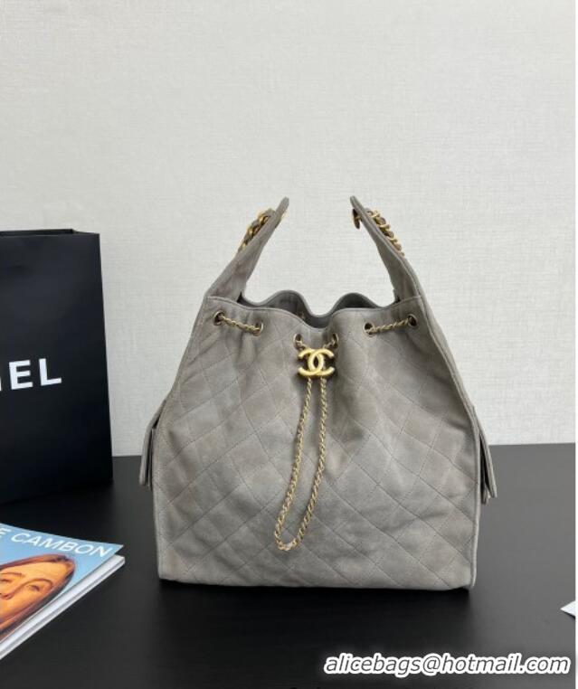 Top Grade Chanel Quilted Suede Large Hobo bag AS5311 Dark Grey 2025