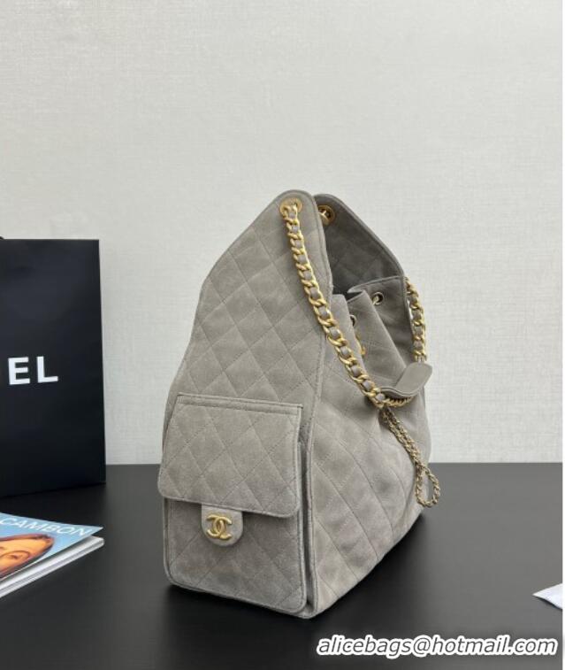 Top Grade Chanel Quilted Suede Large Hobo bag AS5311 Dark Grey 2025