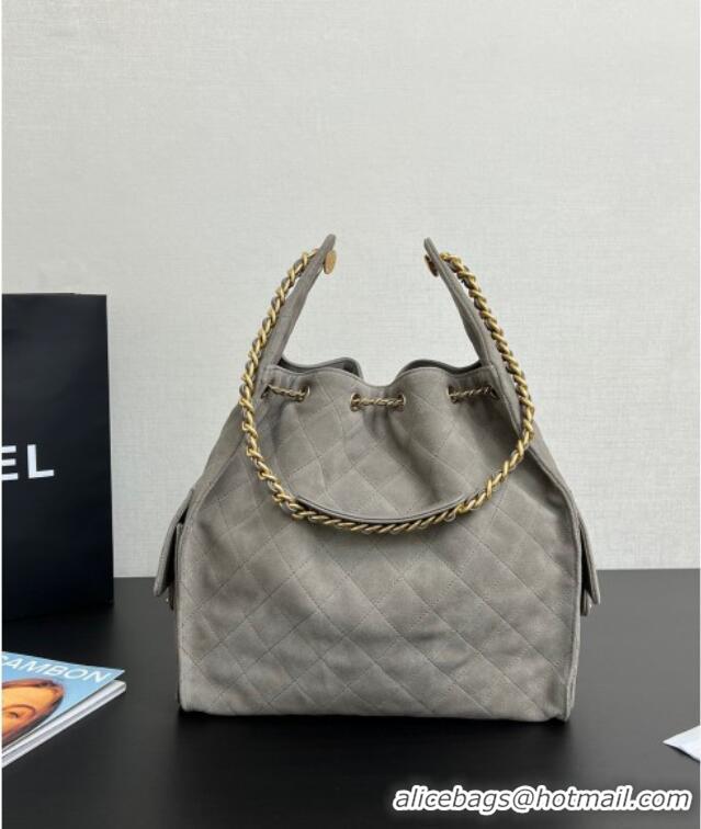 Top Grade Chanel Quilted Suede Large Hobo bag AS5311 Dark Grey 2025