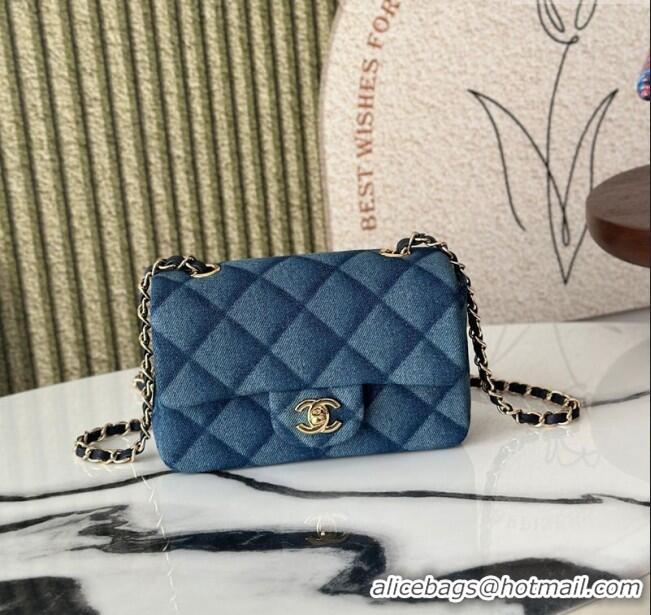 Promotional Chanel Quilted Denim Classic Mini Flap bag A69900 Blue 2025