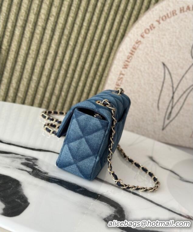 Promotional Chanel Quilted Denim Classic Mini Flap bag A69900 Blue 2025