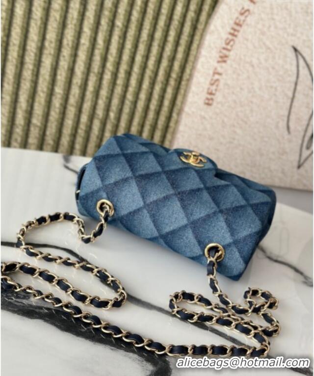 Promotional Chanel Quilted Denim Classic Mini Flap bag A69900 Blue 2025