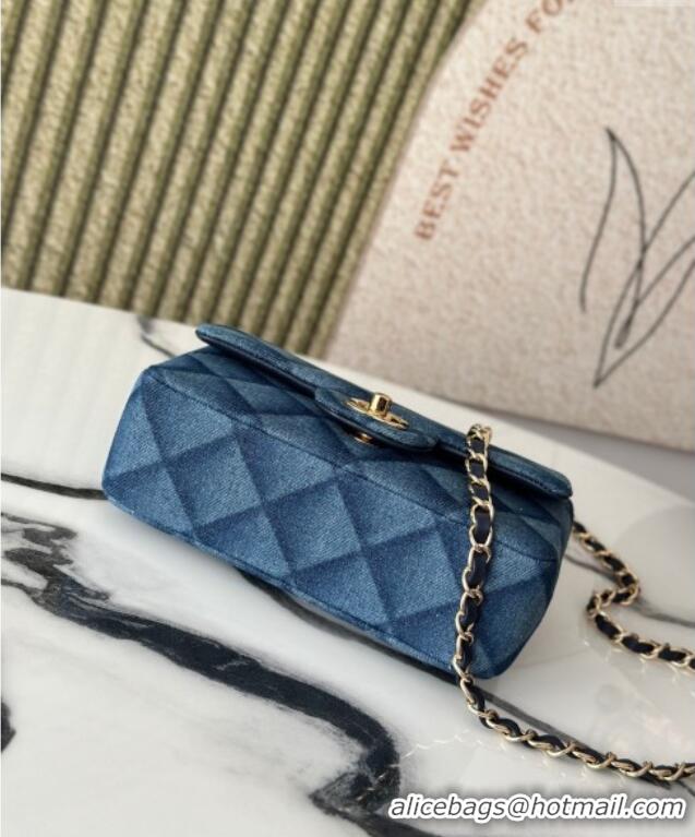 Promotional Chanel Quilted Denim Classic Mini Flap bag A69900 Blue 2025