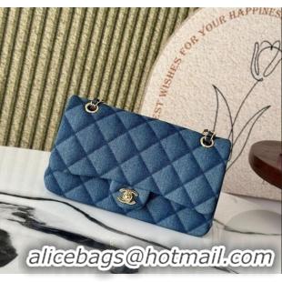 Low Cost Chanel Quilted Denim Classic Medium Flap bag A01112 Blue 2025