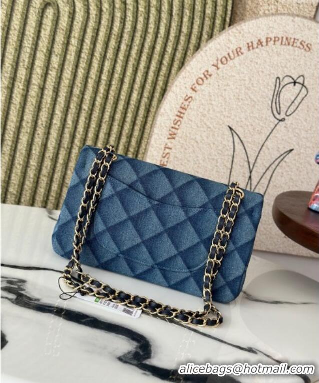 Low Cost Chanel Quilted Denim Classic Medium Flap bag A01112 Blue 2025