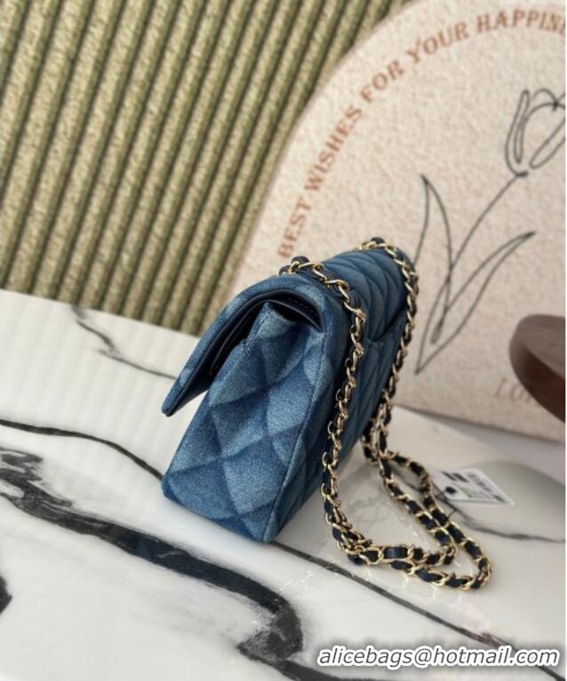 Low Cost Chanel Quilted Denim Classic Medium Flap bag A01112 Blue 2025