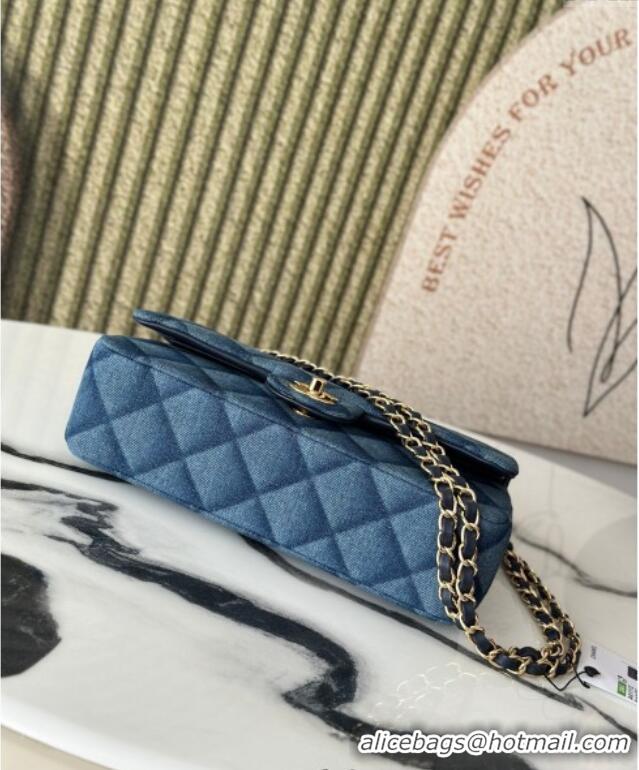 Low Cost Chanel Quilted Denim Classic Medium Flap bag A01112 Blue 2025