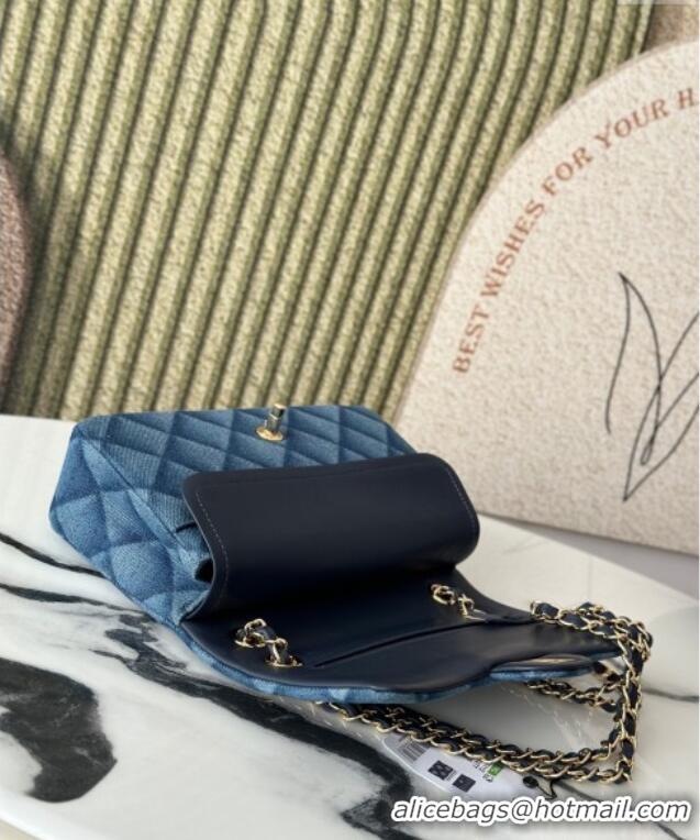 Low Cost Chanel Quilted Denim Classic Medium Flap bag A01112 Blue 2025