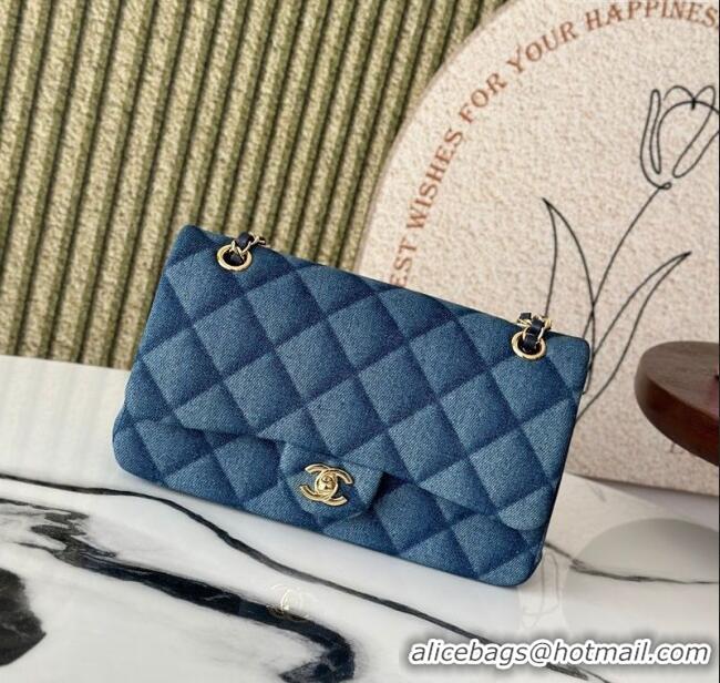 Low Cost Chanel Quilted Denim Classic Medium Flap bag A01112 Blue 2025