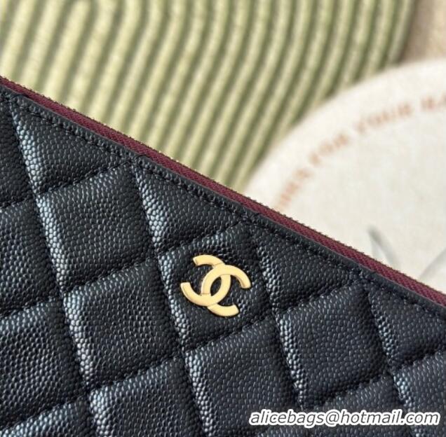 Good Taste Chanel Quilted Grianed Calfskin Classic Zipped Pouch A31530 Black 2025