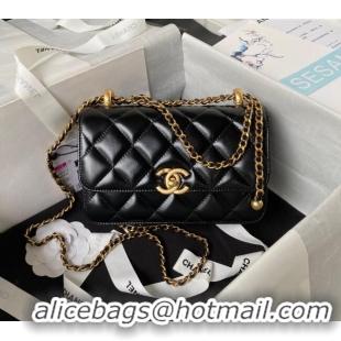 Pretty Style Chanel Quilted Calfskin Mini Flap Bag with Gold-Tone Balls AS2615 Black 2025