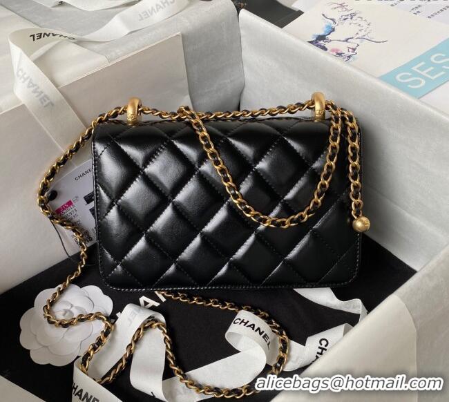 Pretty Style Chanel Quilted Calfskin Mini Flap Bag with Gold-Tone Balls AS2615 Black 2025