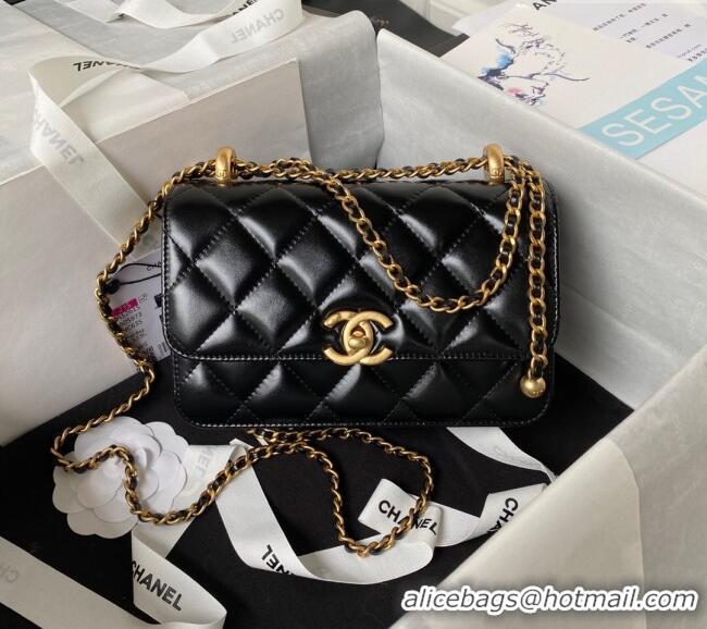 Pretty Style Chanel Quilted Calfskin Mini Flap Bag with Gold-Tone Balls AS2615 Black 2025