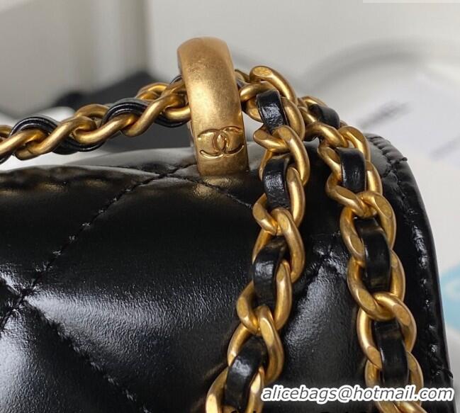 Pretty Style Chanel Quilted Calfskin Mini Flap Bag with Gold-Tone Balls AS2615 Black 2025