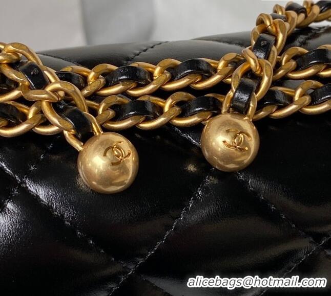 Pretty Style Chanel Quilted Calfskin Mini Flap Bag with Gold-Tone Balls AS2615 Black 2025