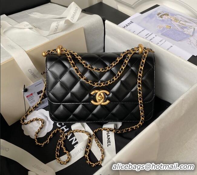 Affordable Price Chanel Quilted Calfskin Small Flap Bag with Gold-Tone Balls AS2649 Black 2025