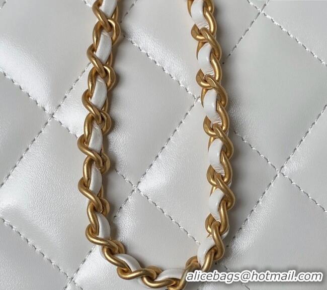 Grade Quality Chanel Quilted Calfskin Small Flap Bag with Gold-Tone Balls AS2649 White 2025