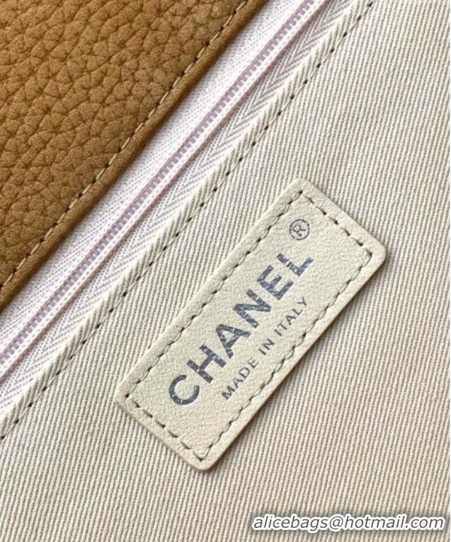 Cheap Price Chanel Vintage Litchi-Grained Calfskin Suede Flap Bag with Pouch AS6068 Light Brown 2025