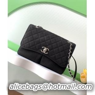 Well Crafted Chanel Vintage Litchi-Grained Calfskin Suede Flap Bag with Pouch AS6068 Black 2025