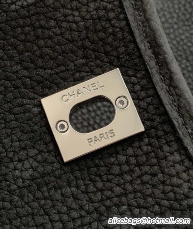 Well Crafted Chanel Vintage Litchi-Grained Calfskin Suede Flap Bag with Pouch AS6068 Black 2025