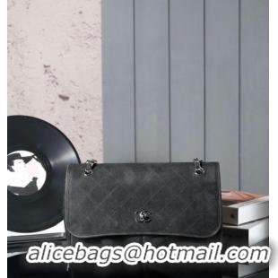 Best Product Chanel Vintage Litchi-Grained Calfskin Suede Flap Bag with Pouch AS6068 Black 2025