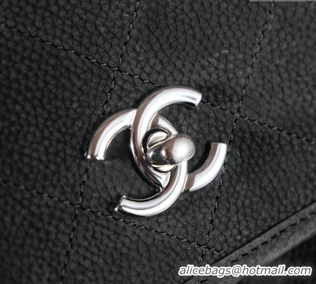 Best Product Chanel Vintage Litchi-Grained Calfskin Suede Flap Bag with Pouch AS6068 Black 2025