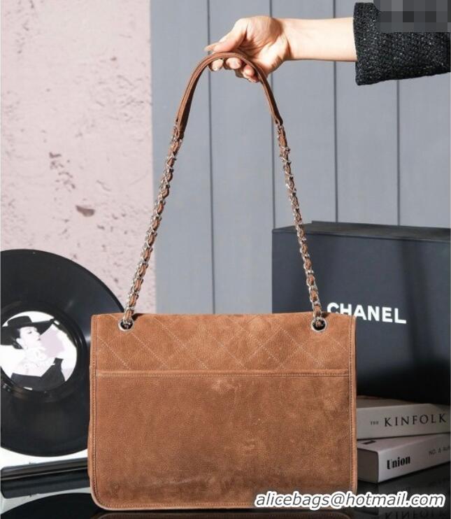 Best Product Chanel Vintage Litchi-Grained Calfskin Suede Flap Bag with Pouch AS6068 Black 2025