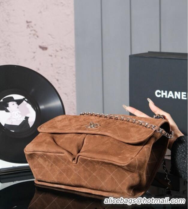 Best Product Chanel Vintage Litchi-Grained Calfskin Suede Flap Bag with Pouch AS6068 Black 2025