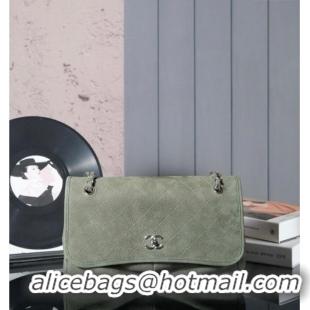 Buy Fashionable Chanel Vintage Litchi-Grained Calfskin Suede Flap Bag with Pouch AS6068 Dusty Green 2025