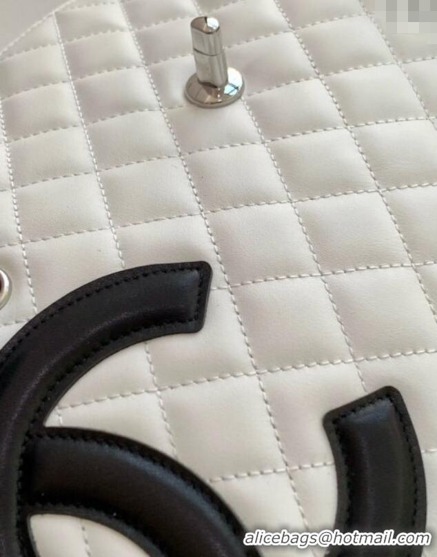 Top Grade Chanel Quilted Calfskin Airport Flap Bag with Maxi CC AS6338 White/Black 2025