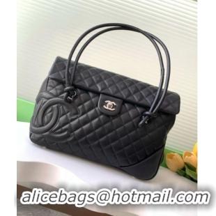 Well Crafted Chanel Quilted Calfskin Airport Flap Bag with Maxi CC AS6338 Black 2025