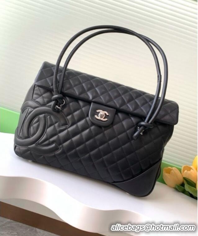 Well Crafted Chanel Quilted Calfskin Airport Flap Bag with Maxi CC AS6338 Black 2025