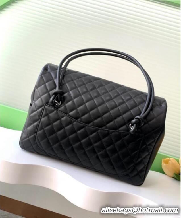 Well Crafted Chanel Quilted Calfskin Airport Flap Bag with Maxi CC AS6338 Black 2025