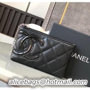 Free Shipping Chanel Quilted Patent & Calfskin Pouch with Chain Strap and Maxi CC CH011101 Black 2025