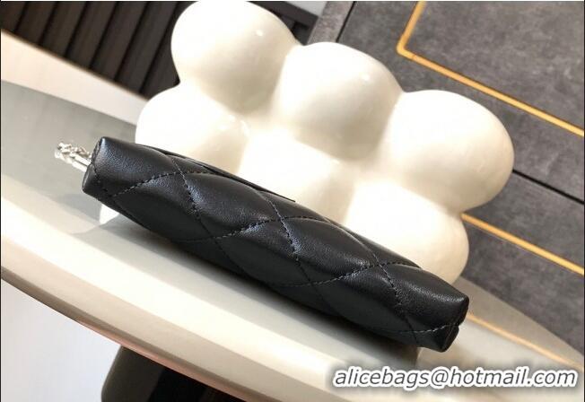 Free Shipping Chanel Quilted Patent & Calfskin Pouch with Chain Strap and Maxi CC CH011101 Black 2025