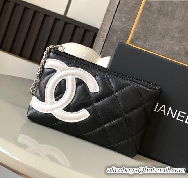 Well Crafted Chanel Quilted Calfskin Leather Pouch with Chain Strap and Maxi CC CH011101 Black/White 2025