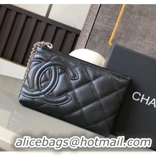 Discount Chanel Quilted Calfskin Leather Pouch with Chain Strap and Maxi CC CH011101 Black 2025