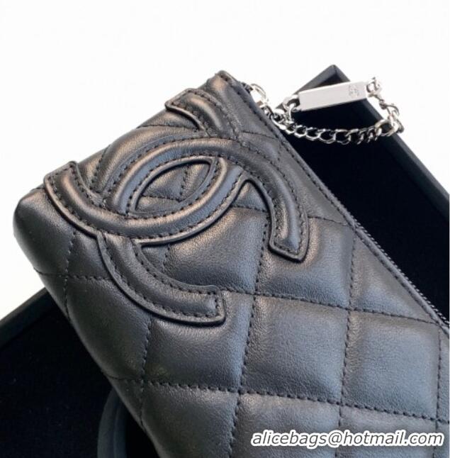 Discount Chanel Quilted Calfskin Leather Pouch with Chain Strap and Maxi CC CH011101 Black 2025