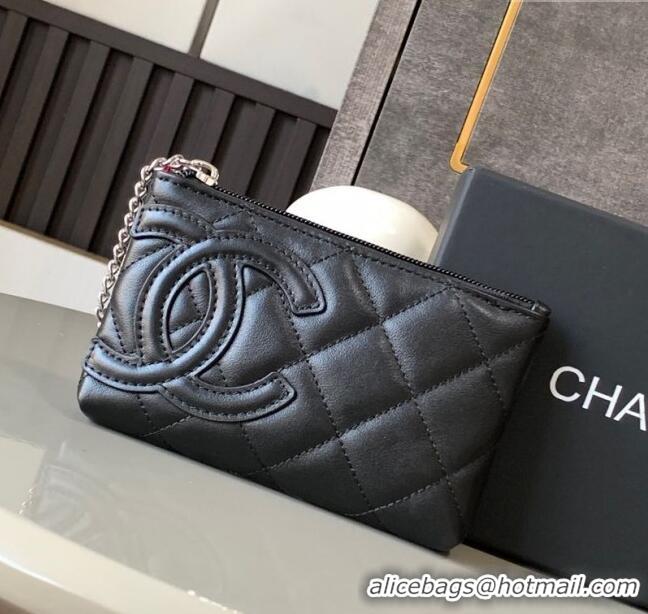 Discount Chanel Quilted Calfskin Leather Pouch with Chain Strap and Maxi CC CH011101 Black 2025