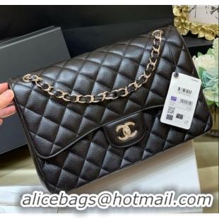 Grade Design Chanel Classic Large Flap Bag in Original Grained Calfskin Leather A58600 Black/Silver 2025 Top Quality