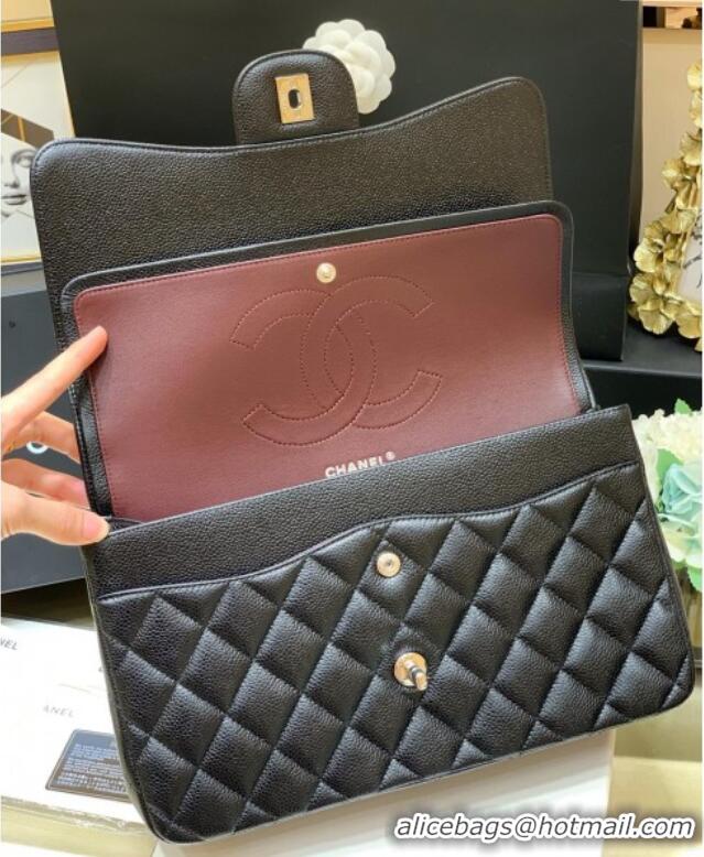 Grade Design Chanel Classic Large Flap Bag in Original Grained Calfskin Leather A58600 Black/Silver 2025 Top Quality