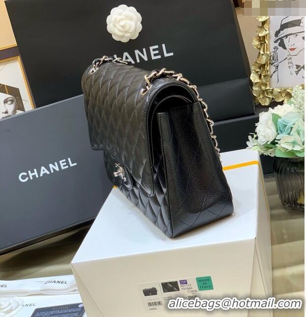 Grade Design Chanel Classic Large Flap Bag in Original Grained Calfskin Leather A58600 Black/Silver 2025 Top Quality