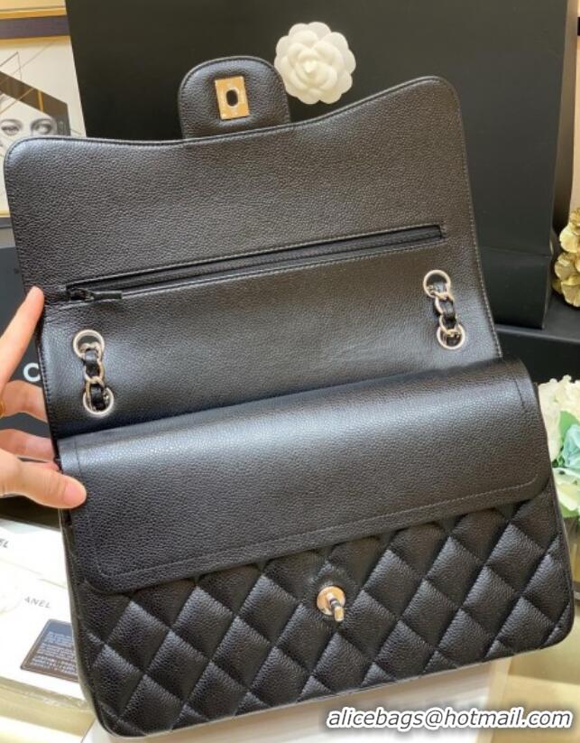 Grade Design Chanel Classic Large Flap Bag in Original Grained Calfskin Leather A58600 Black/Silver 2025 Top Quality