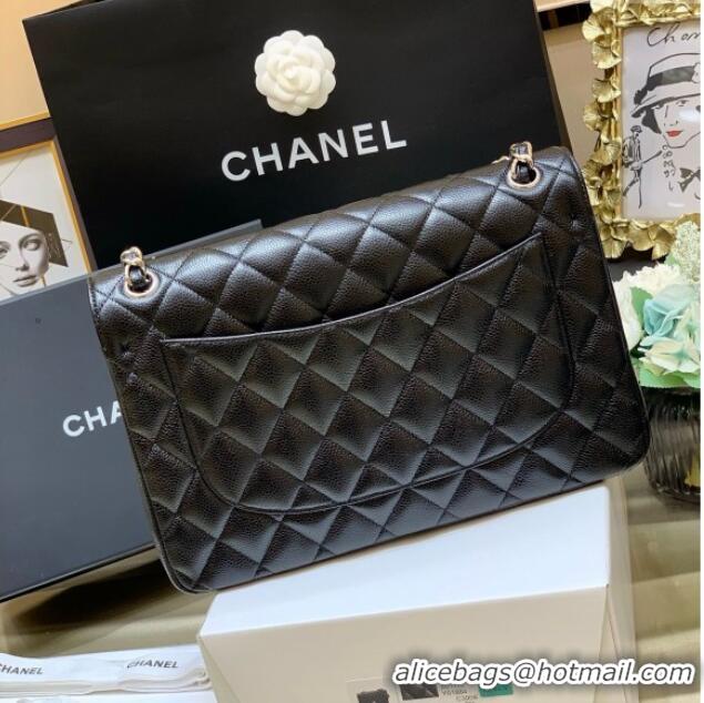 Grade Design Chanel Classic Large Flap Bag in Original Grained Calfskin Leather A58600 Black/Silver 2025 Top Quality