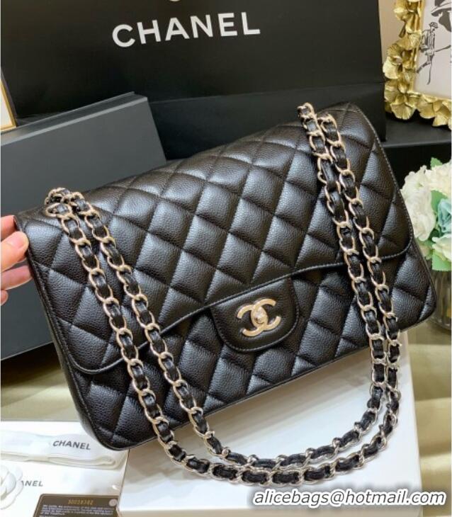 Grade Design Chanel Classic Large Flap Bag in Original Grained Calfskin Leather A58600 Black/Silver 2025 Top Quality