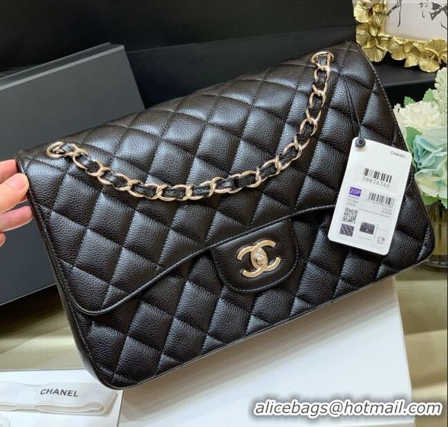 Grade Design Chanel Classic Large Flap Bag in Original Grained Calfskin Leather A58600 Black/Silver 2025 Top Quality