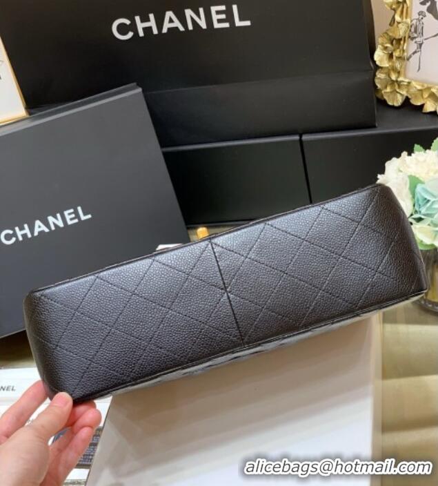 Free Shipping Chanel Classic Large Flap Bag in Original Grained Calfskin Leather A58600 Black/Gold 2025 Top Quality