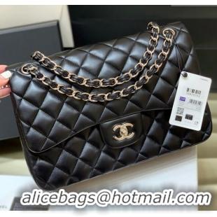 Best Product Chanel Original Lambskin Classic Large Flap Bag A58600 Black/Silver 2025 Top Quality